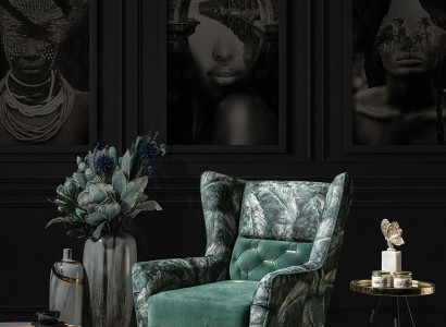 Complete sofa for three people in green stainless steel