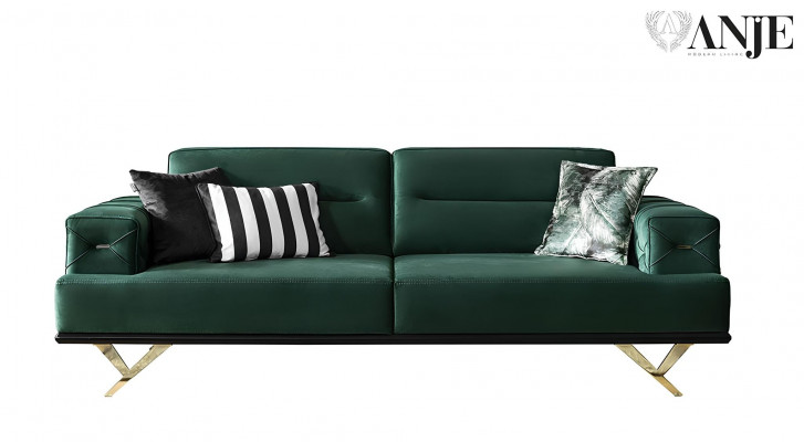 Complete sofa for three people in green stainless steel