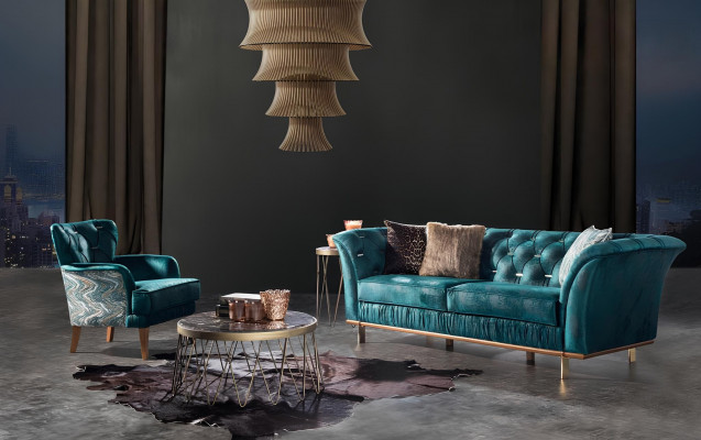 Modern luxury turquoise sofa for the living room
