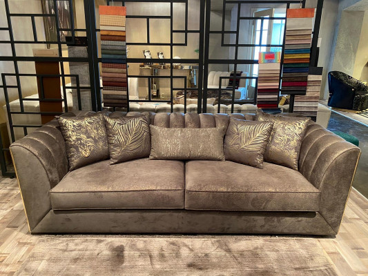 Modern luxury taupe three-seater sofa