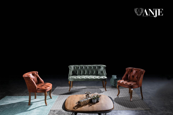 Green double Chesterfield sofa