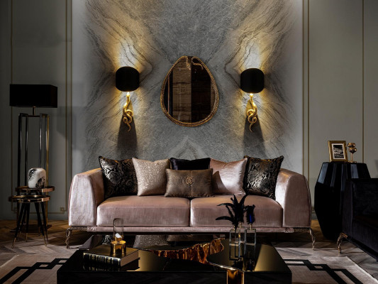 Modern luxury black coffee table in three parts