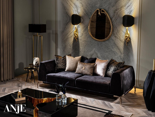 Modern luxury black coffee table in three parts