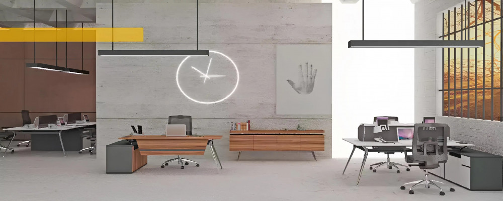 Corner wooden office desk