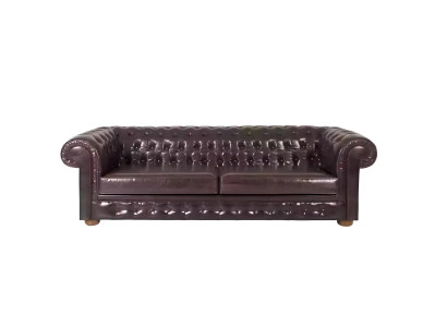Elegant Chesterfield sofa made of natural wood for three people