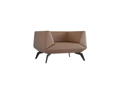 Shaped leather relaxation chair with armrests