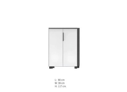 Modern white desk with shelves