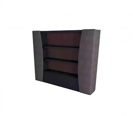 Modern brown wooden table with shelves