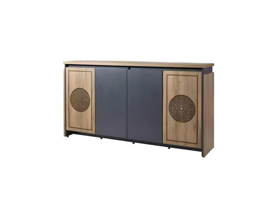 Dark brown solid wood table with drawer
