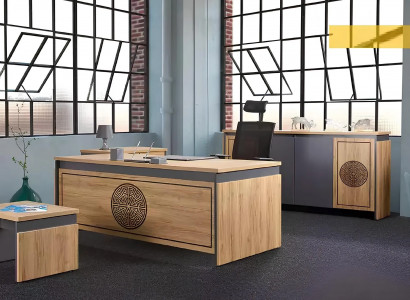 Dark brown solid wood table with drawer