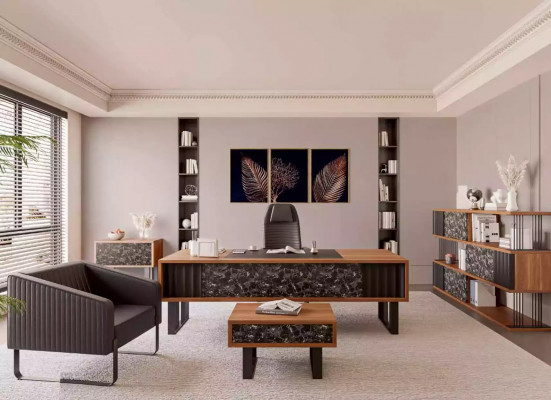 Set of modern office furniture and cabinets