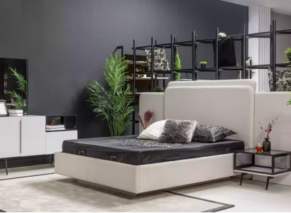Luxury bedroom bed design furniture white double bed wooden new