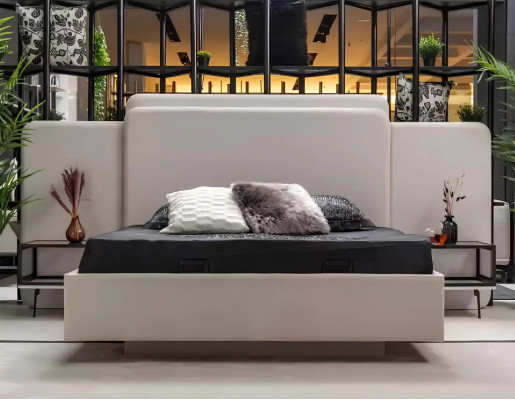 Luxury bedroom bed design furniture white double bed wooden new