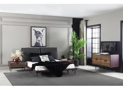 Loft complete bedroom set with bed, wardrobe, nightstand, and chest of drawers with 5 drawers