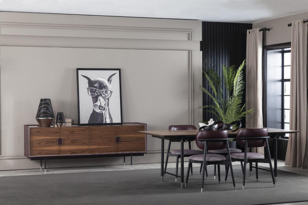 Luxury upholstered chair, loft style, gray, leather kitchen chair