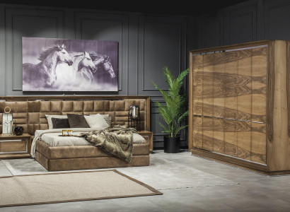 Complete hotel furniture in brown color with 4 pieces