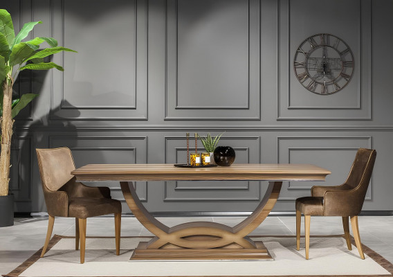 9-piece set including table, chairs, dresser, and mirror