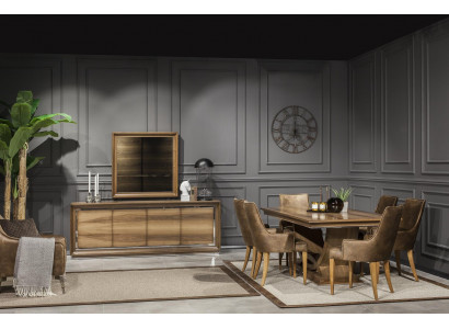 Luxury wall mirror with modern brown frame