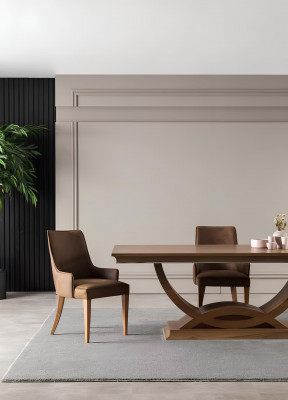 Luxury dining table with 4 chairs and adjustable buffet in 5 parts