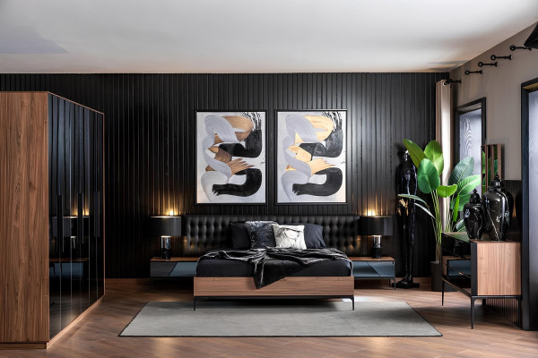 Luxury bedroom furniture set, complete set, wardrobe, bed