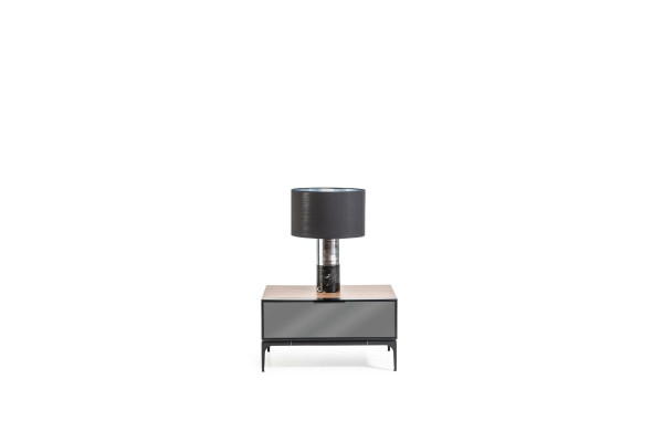 Luxury nightstand with brown glass doors