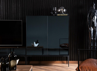 Beige, black and brown living room cabinet