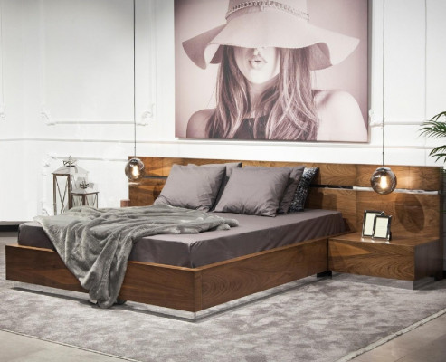 Ideal furniture set for the bedroom, which includes a wardrobe, nightstand, and bed in 4 parts
