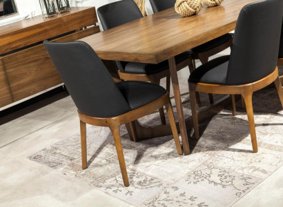 Luxury leather chair, upholstered tables, black kitchen furniture