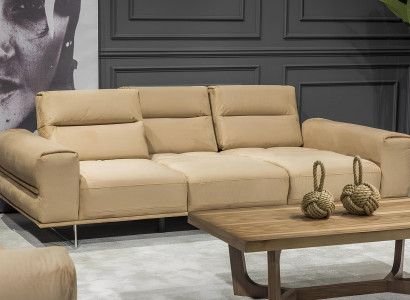 Beige sofa 3+3+1 + table with 4 pieces