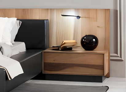 Set of modern and luxurious bedroom furniture in brown