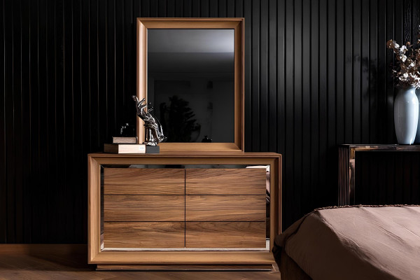 Ideal furniture set for hotel, comfortable bed, wardrobe, 6 pieces