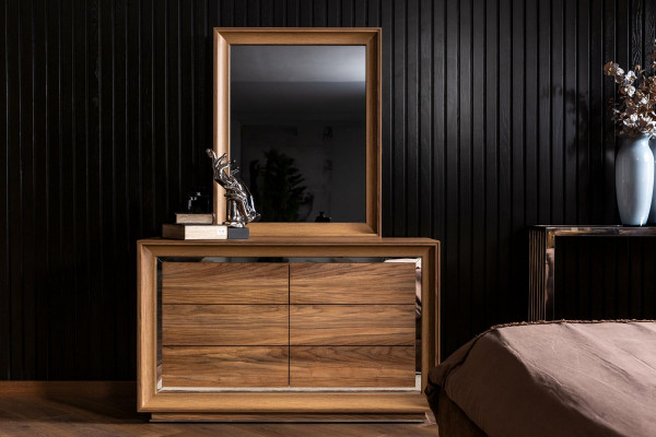 Modern chest of drawers + mirror with practical storage space