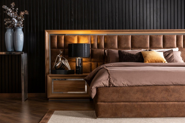 Ideal furniture set for the bedroom, which includes a wardrobe, nightstand, and bed in 5 parts.