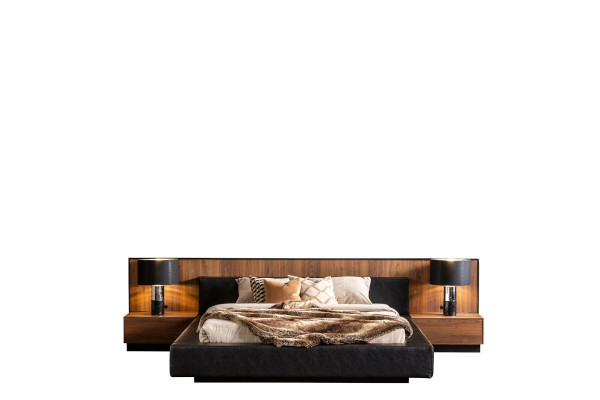 5-piece bedroom furniture set with bed, night lamp, and chest of drawers
