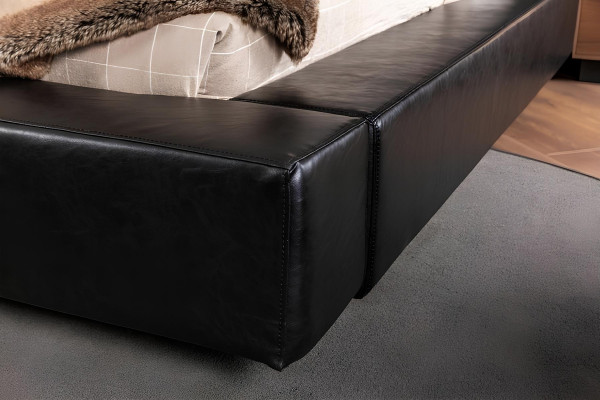 Dark bedroom furniture, including bed, wardrobe, and 2 nightstands, 4 pieces.