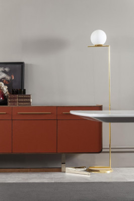 Orange chest of drawers with drawers and shelves, XXL nightstand, buffet 240 cm