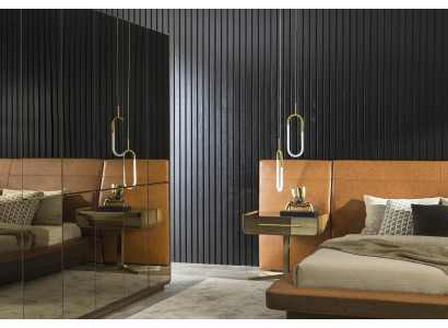 Luxury bedroom with bed, nightstands, and wardrobe 6 pieces.