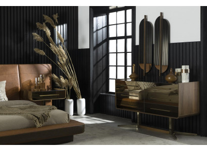 Luxury modern wall mirror with brown frame 104x31cm