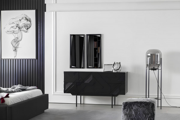 Luxury bedroom with wardrobe furniture, nightstands and 2 nightstands, 5 pieces.
