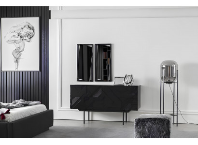 Luxury bedroom with wardrobe furniture, nightstands and 2 nightstands, 5 pieces.