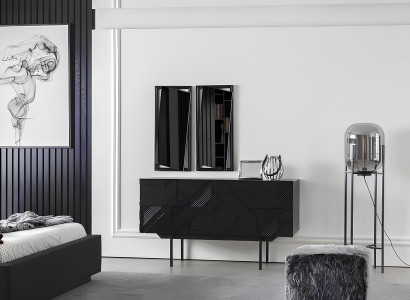 Luxury bedroom with wardrobe furniture, nightstands and 2 nightstands, 5 pieces.