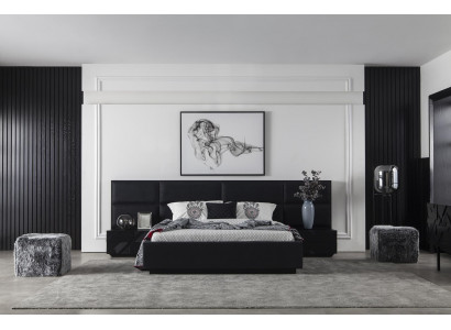 Modern black upholstered bed frame for luxury rooms