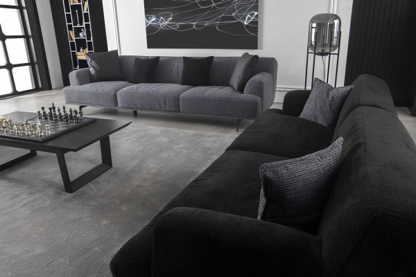 Gray seating set for 4+1 people with removable cushions, 3 pieces