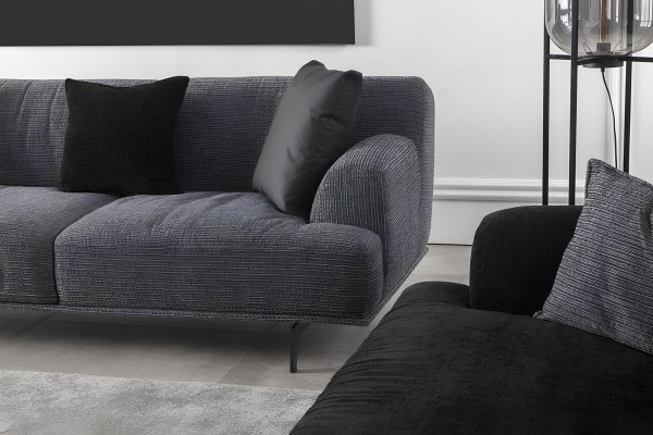 Gray seating set for 4+1 people with removable cushions, 3 pieces