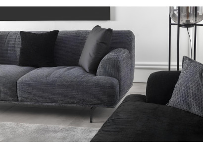 Gray seating set for 4+1 people with removable cushions, 3 pieces