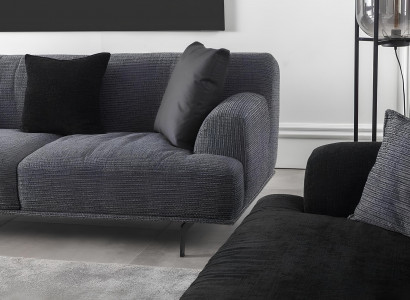 Gray seating set for 4+1 people with removable cushions, 3 pieces