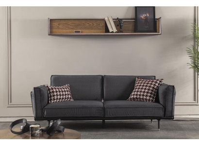 Luxury Italian sofa for 3 people with soft gray cushions