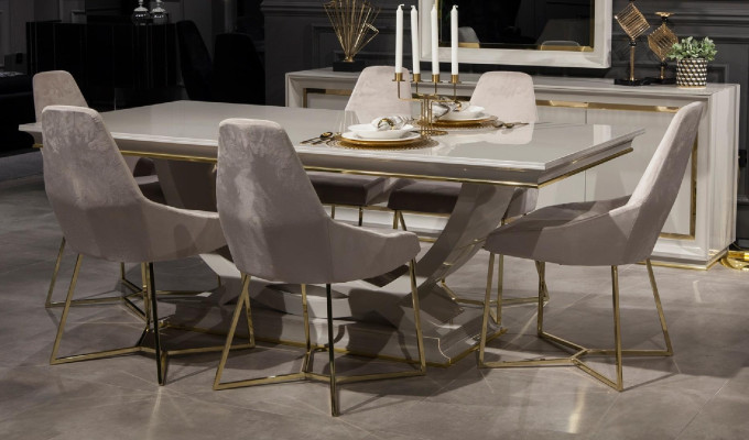 Luxury dining table with 6 chairs