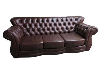 Chesterfield 3-seater luxury brown leather sofa