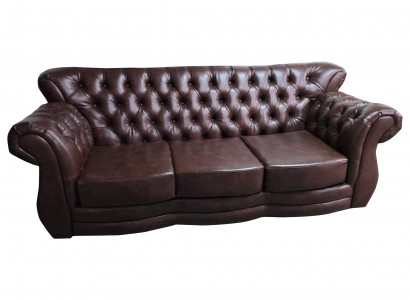 Chesterfield 3-seater luxury brown leather sofa